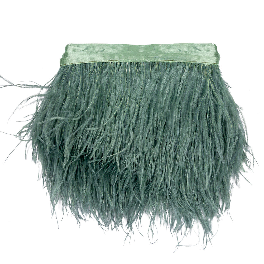Ostrich Feather Fringe Trim 5" Single Ply - Jade - Aviana Collection