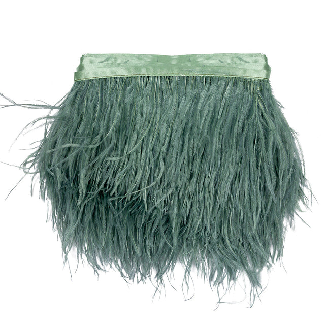 Ostrich Feather Fringe Trim 5" Single Ply - Jade - Aviana Collection