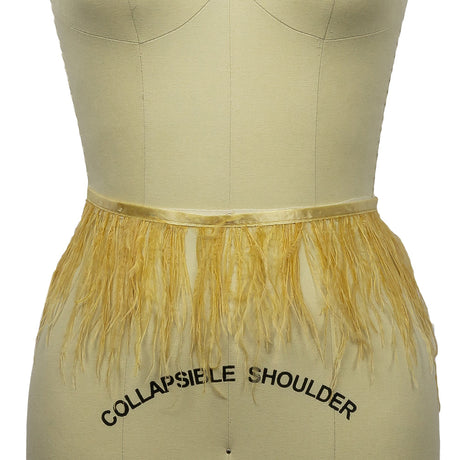 Ostrich Feather Fringe Trim 5" Single Ply - Mustard - Aviana Collection