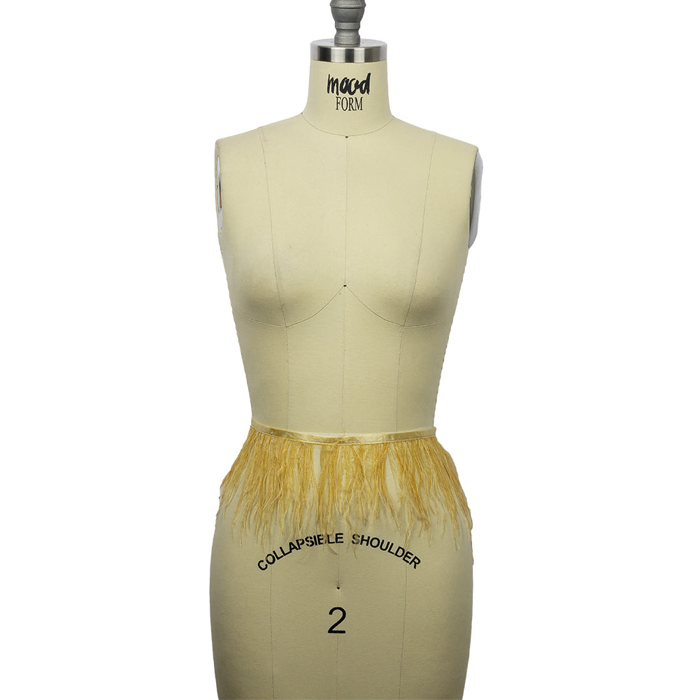 Ostrich Feather Fringe Trim 5" Single Ply - Mustard - Aviana Collection