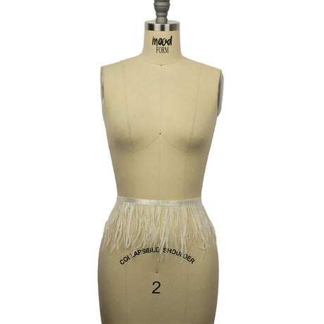 Ostrich Feather Fringe Trim 5" Single Ply - Snow White - Aviana Collection