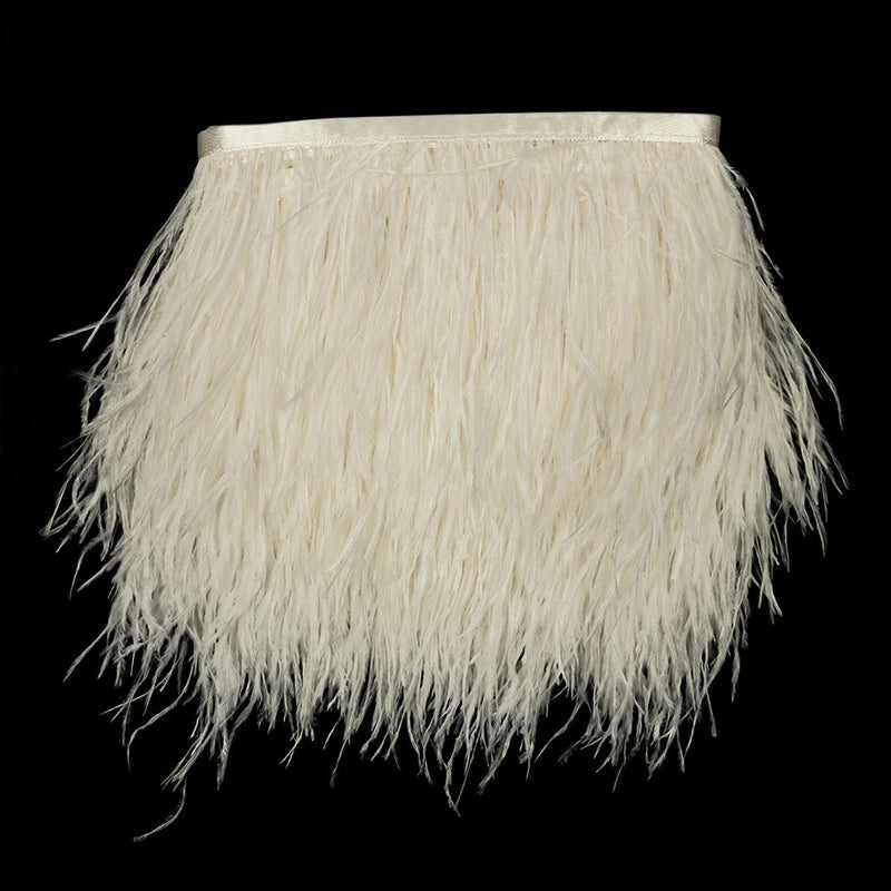 Ostrich Feather Fringe Trim 5" Single Ply - Snow White - Aviana Collection