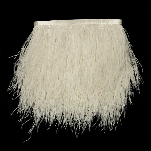 Ostrich Feather Fringe Trim 5" Single Ply - Snow White - Aviana Collection