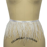 Ostrich Feather Fringe Trim 5" Single Ply - White - Aviana Collection