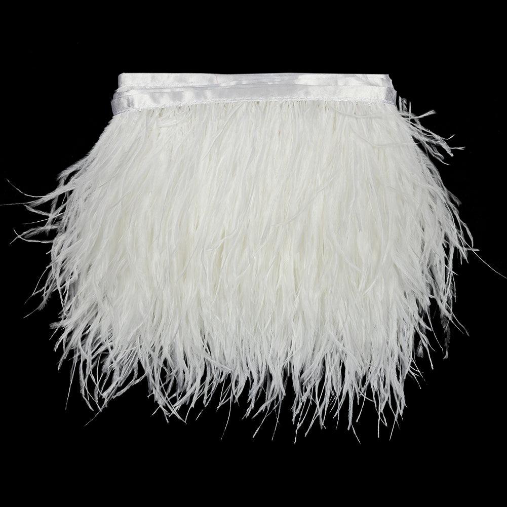 Ostrich Feather Fringe Trim 5" Single Ply - White - Aviana Collection