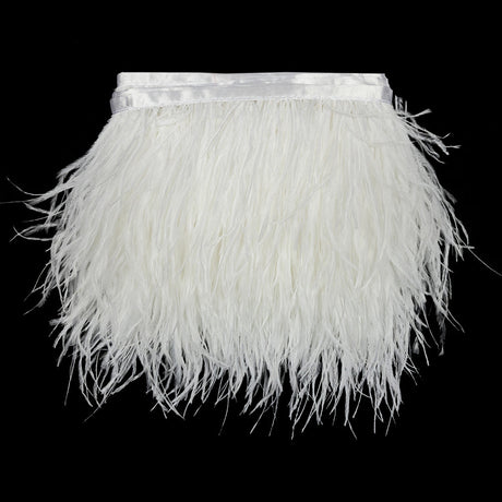 Ostrich Feather Fringe Trim 5" Single Ply - White - Aviana Collection