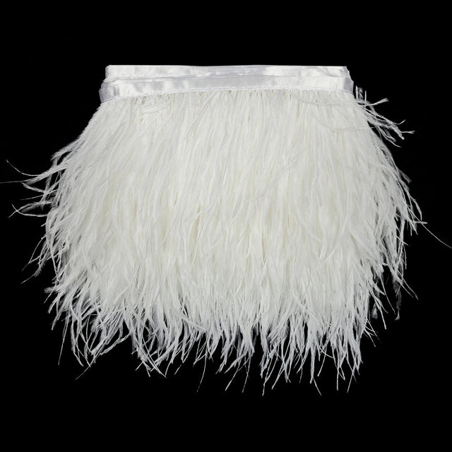 Ostrich Feather Fringe Trim 5" Single Ply - White - Aviana Collection