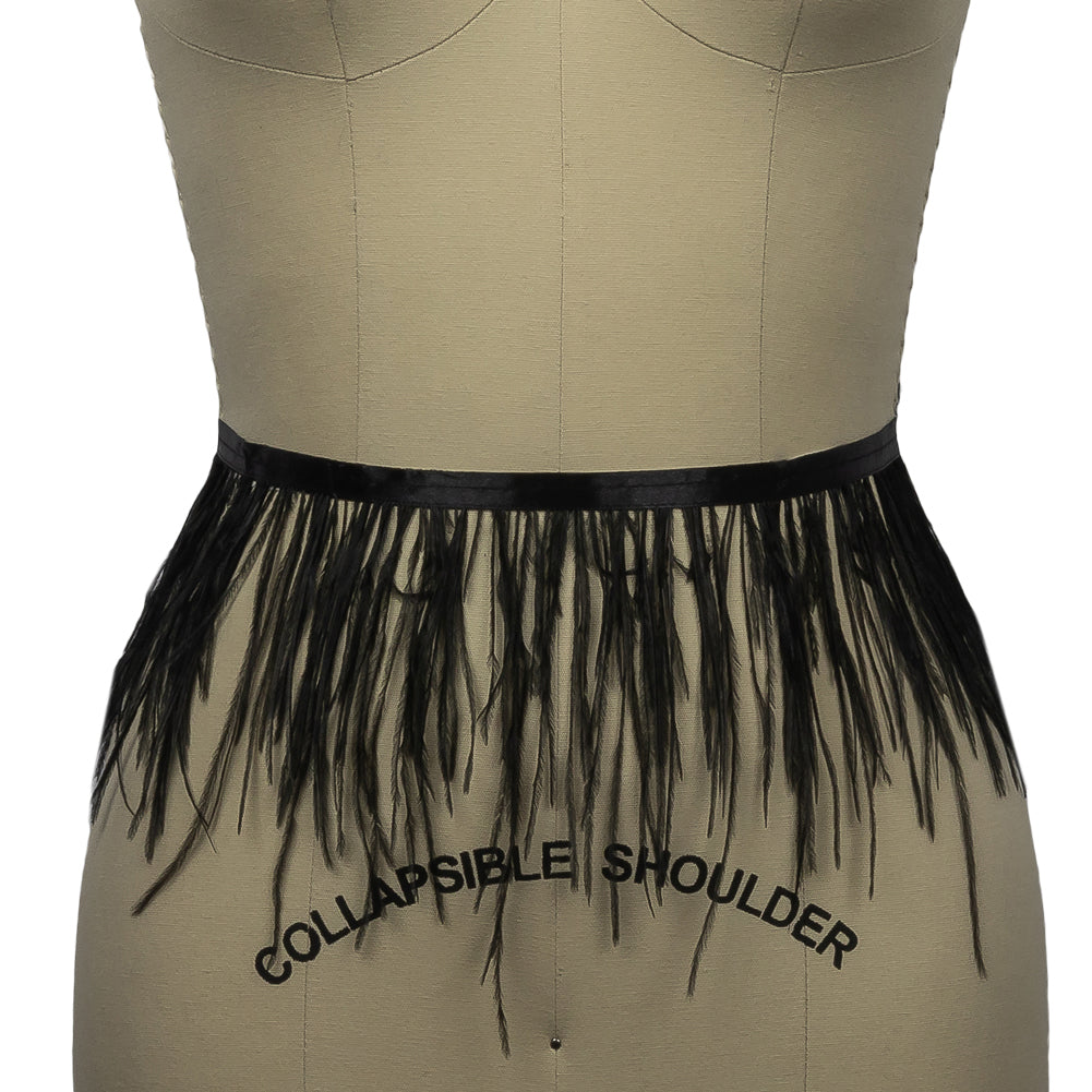 Ostrich Feather Fringe Trim 5" Single Ply - Black - Aviana Collection