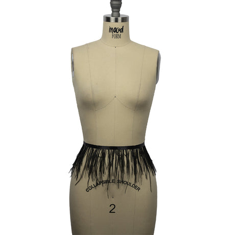 Ostrich Feather Fringe Trim 5" Single Ply - Black - Aviana Collection