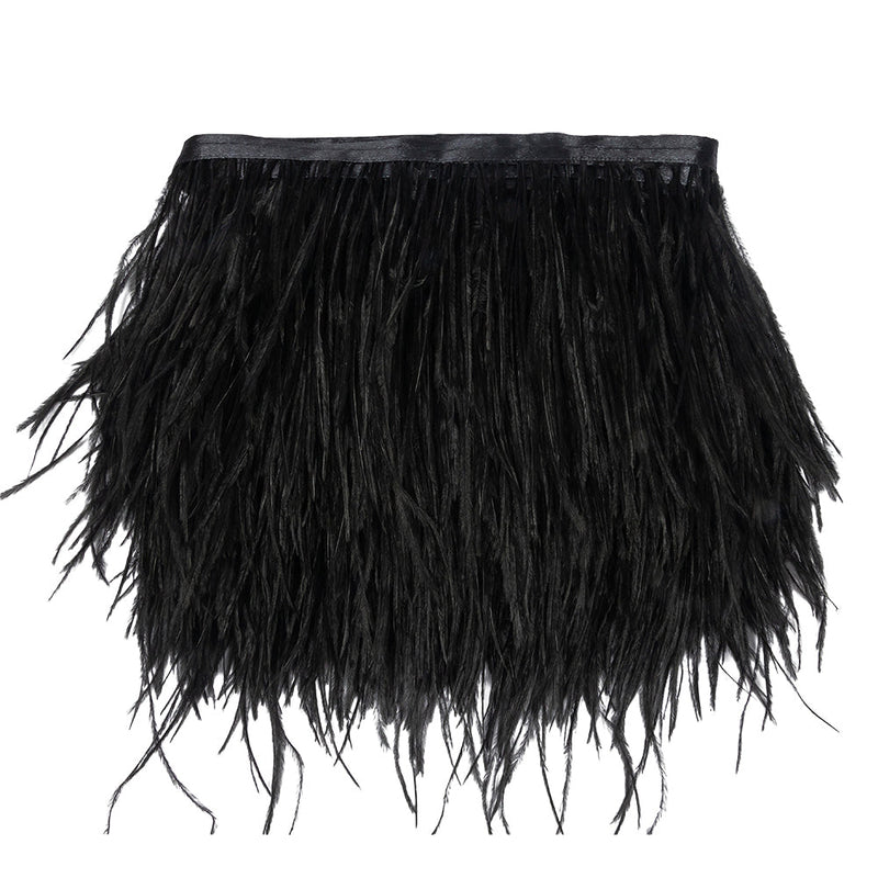 Ostrich Feather Fringe Trim 5" Single Ply - Black - Aviana Collection