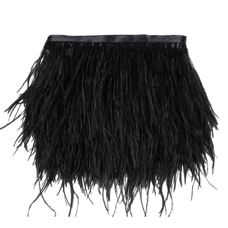 Ostrich Feather Fringe Trim 5" Single Ply - Black - Aviana Collection