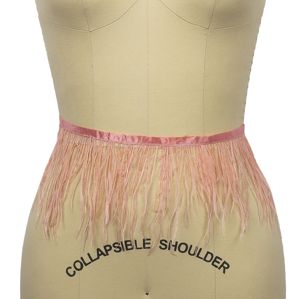 Ostrich Feather Fringe Trim 5" Single Ply - Light Coral - Aviana Collection
