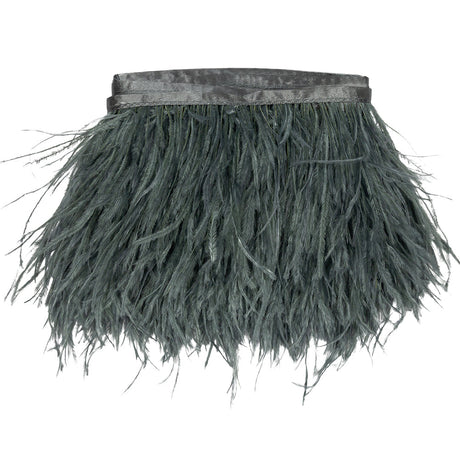 Ostrich Feather Fringe Trim 5" Single Ply - Dark Silver - Aviana Collection