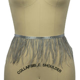 Ostrich Feather Fringe Trim 5" Single Ply - Silver - Aviana Collection