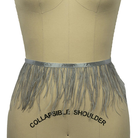 Ostrich Feather Fringe Trim 5" Single Ply - Silver - Aviana Collection