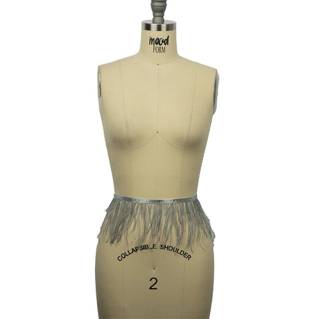 Ostrich Feather Fringe Trim 5" Single Ply - Silver - Aviana Collection