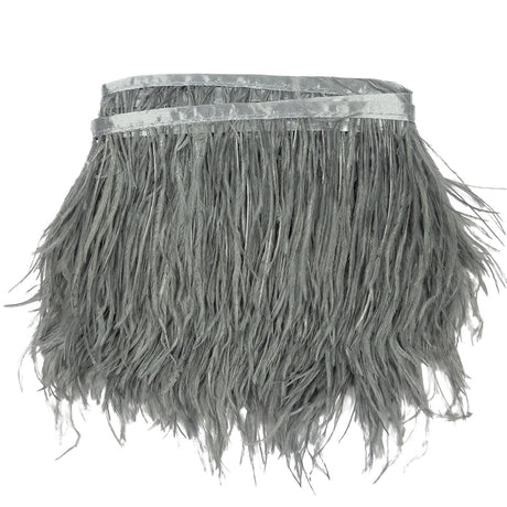 Ostrich Feather Fringe Trim 5" Single Ply - Silver - Aviana Collection