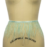 Ostrich Feather Fringe Trim 5" Single Ply - Sea Green - Aviana Collection