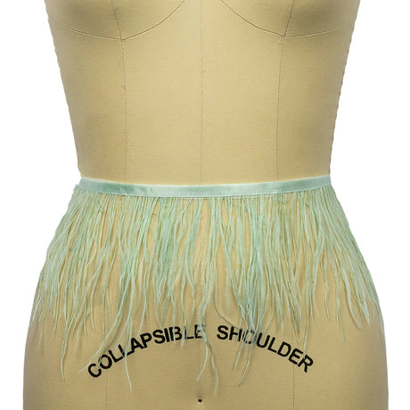 Ostrich Feather Fringe Trim 5" Single Ply - Sea Green - Aviana Collection