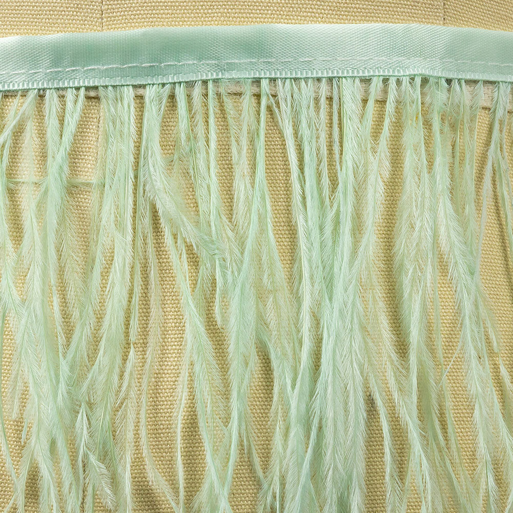 Ostrich Feather Fringe Trim 5" Single Ply - Sea Green - Aviana Collection
