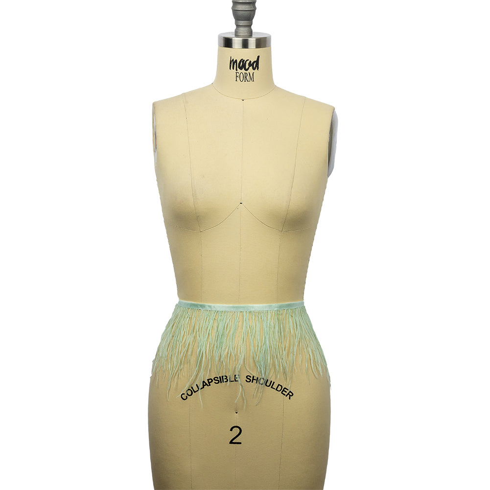 Ostrich Feather Fringe Trim 5" Single Ply - Sea Green - Aviana Collection
