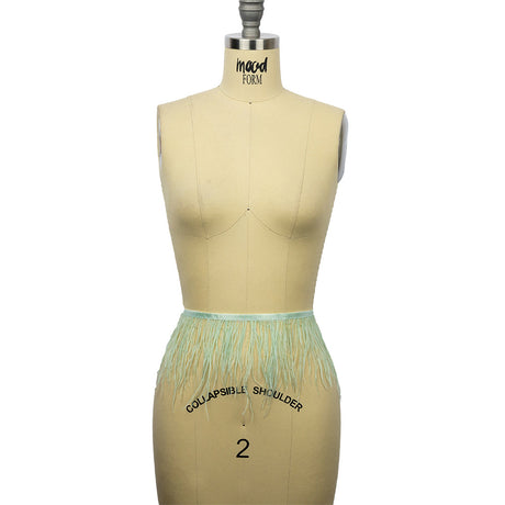 Ostrich Feather Fringe Trim 5" Single Ply - Sea Green - Aviana Collection