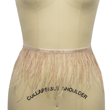 Ostrich Feather Fringe Trim 5" Single Ply - Dark Nude - Aviana Collection