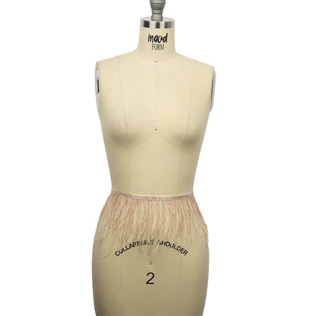 Ostrich Feather Fringe Trim 5" Single Ply - Dark Nude - Aviana Collection