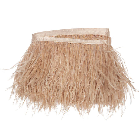Ostrich Feather Fringe Trim 5" Single Ply - Dark Nude - Aviana Collection