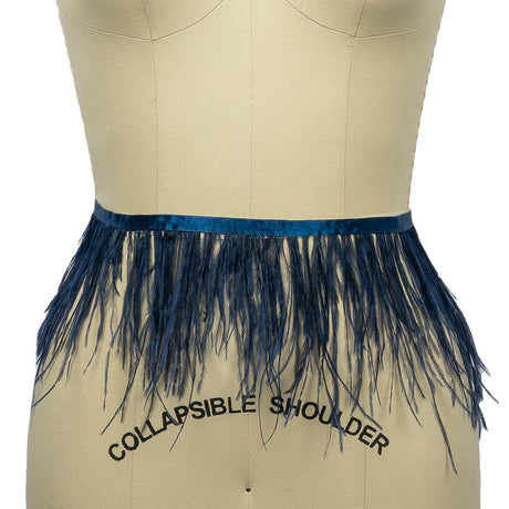 Ostrich Feather Fringe Trim 5" Single Ply - Navy - Aviana Collection