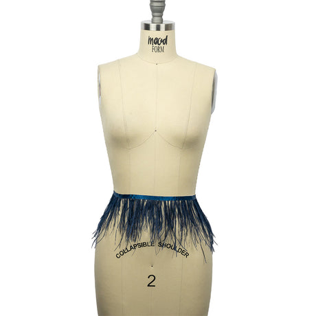 Ostrich Feather Fringe Trim 5" Single Ply - Navy - Aviana Collection