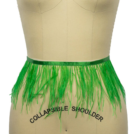 Ostrich Feather Fringe Trim 5" Single Ply - Fern Green - Aviana Collection