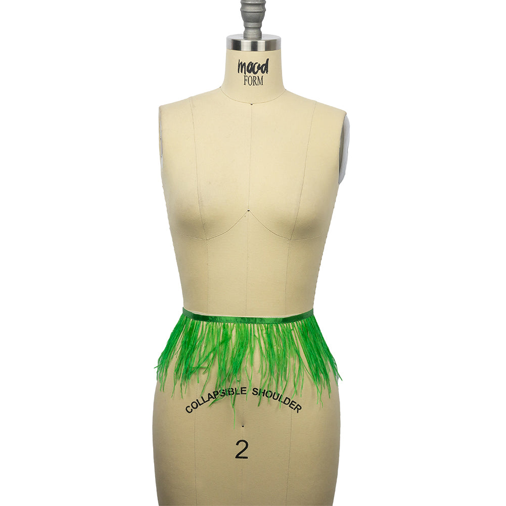 Ostrich Feather Fringe Trim 5" Single Ply - Fern Green - Aviana Collection