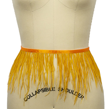 Ostrich Feather Fringe Trim 5" Single Ply - Dark Yellow - Aviana Collection