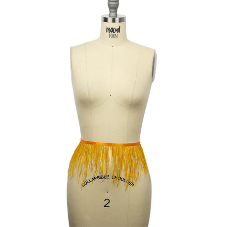 Ostrich Feather Fringe Trim 5" Single Ply - Dark Yellow - Aviana Collection