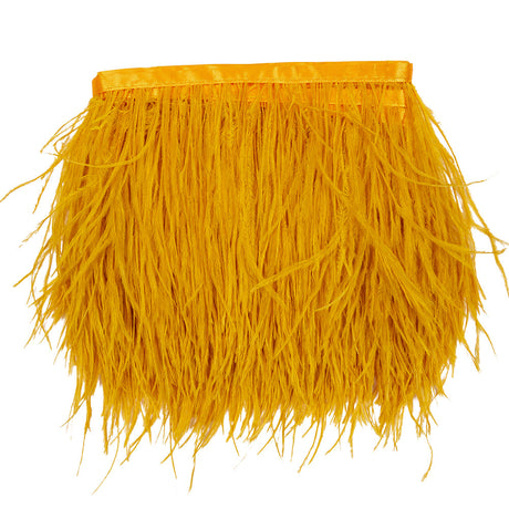 Ostrich Feather Fringe Trim 5" Single Ply - Dark Yellow - Aviana Collection