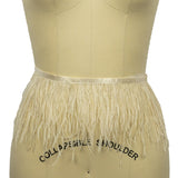 Ostrich Feather Fringe Trim 5" Two Ply - Bone White - Aviana Collection