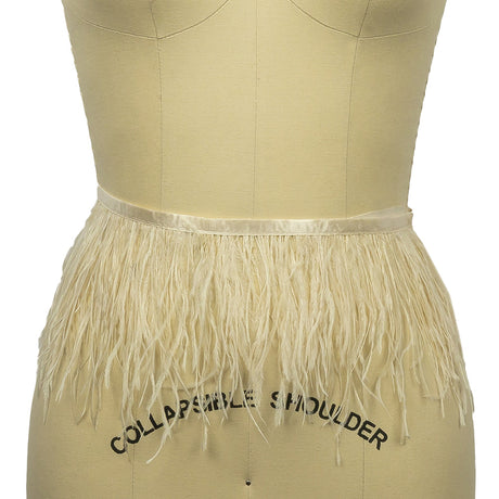 Ostrich Feather Fringe Trim 5" Two Ply - Bone White - Aviana Collection
