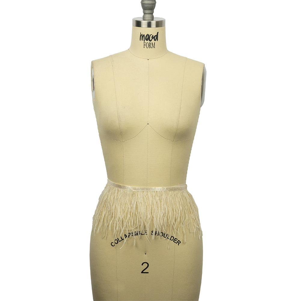Ostrich Feather Fringe Trim 5" Two Ply - Bone White - Aviana Collection