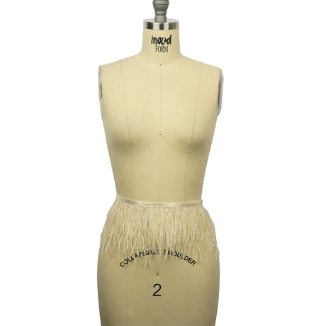Ostrich Feather Fringe Trim 5" Two Ply - Bone White - Aviana Collection
