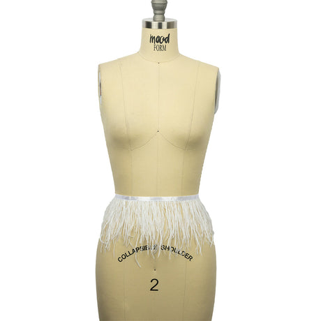 Ostrich Feather Fringe Trim 5" Two Ply - White - Aviana Collection
