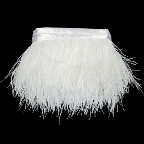 Ostrich Feather Fringe Trim 5" Two Ply - White - Aviana Collection