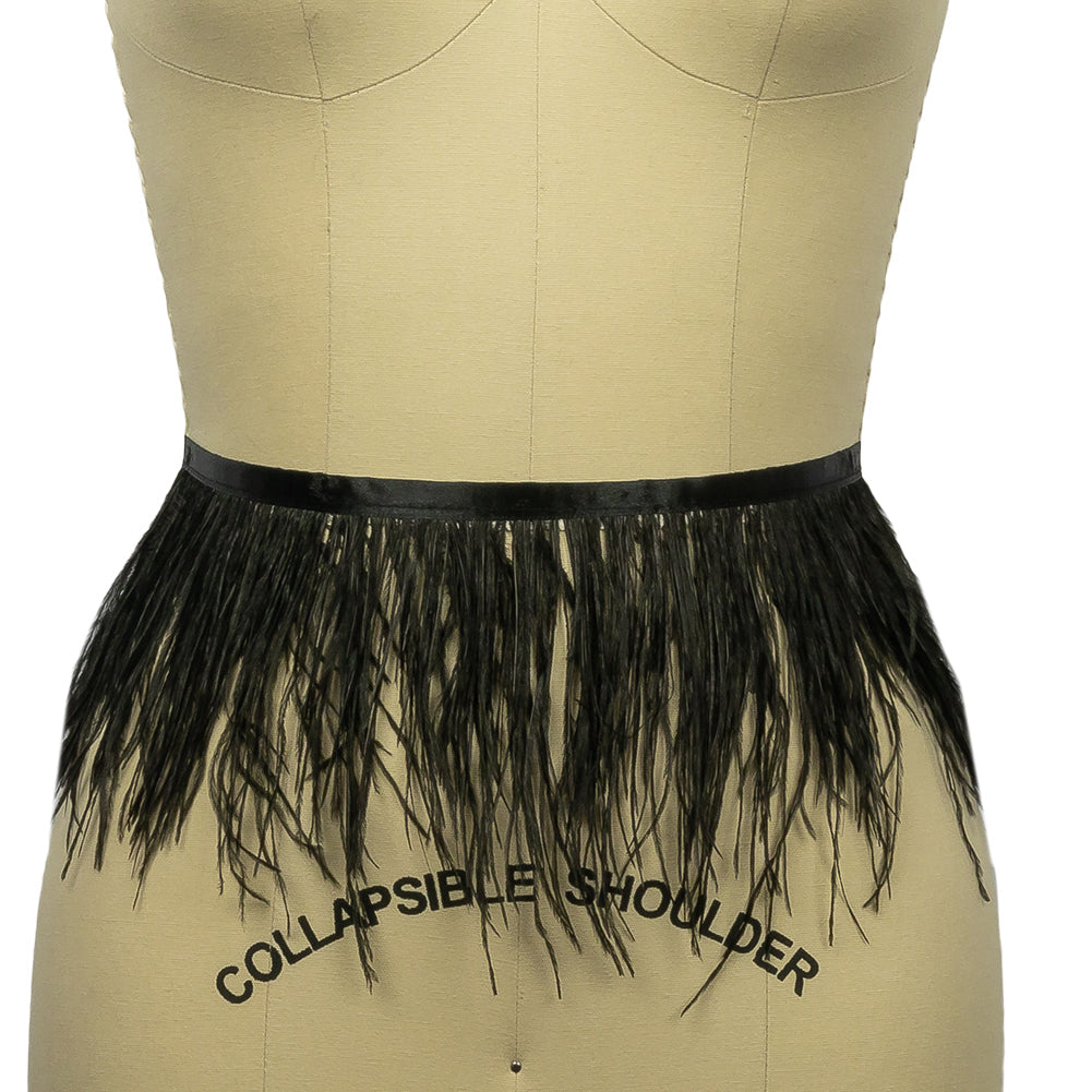Ostrich Feather Fringe Trim 5" Two Ply - Black - Aviana Collection