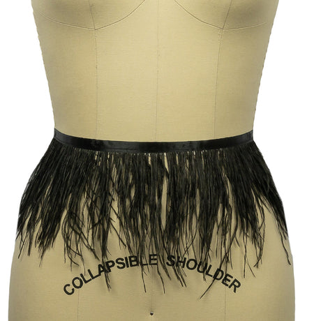 Ostrich Feather Fringe Trim 5" Two Ply - Black - Aviana Collection