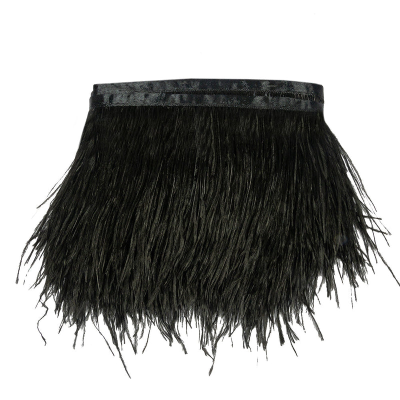Ostrich Feather Fringe Trim 5" Two Ply - Black - Aviana Collection