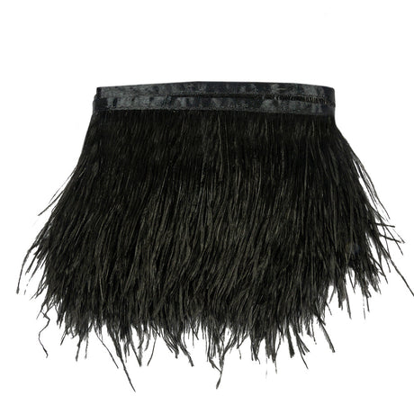 Ostrich Feather Fringe Trim 5" Two Ply - Black - Aviana Collection