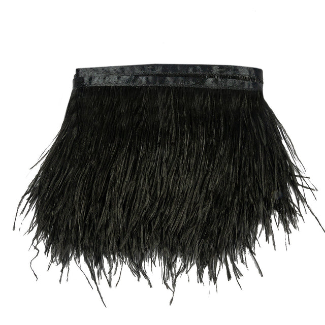Ostrich Feather Fringe Trim 5" Two Ply - Black - Aviana Collection