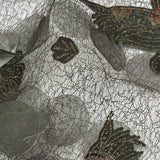 Olive, Purple and Gold Flowers and Leaves Printed Metallic Webbing with Organza Circle Appliques