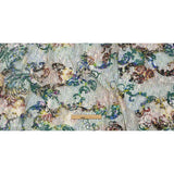 Teal and Maroon Rose Garden Printed Metallic Webbing