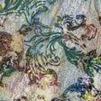 Teal and Maroon Rose Garden Printed Metallic Webbing
